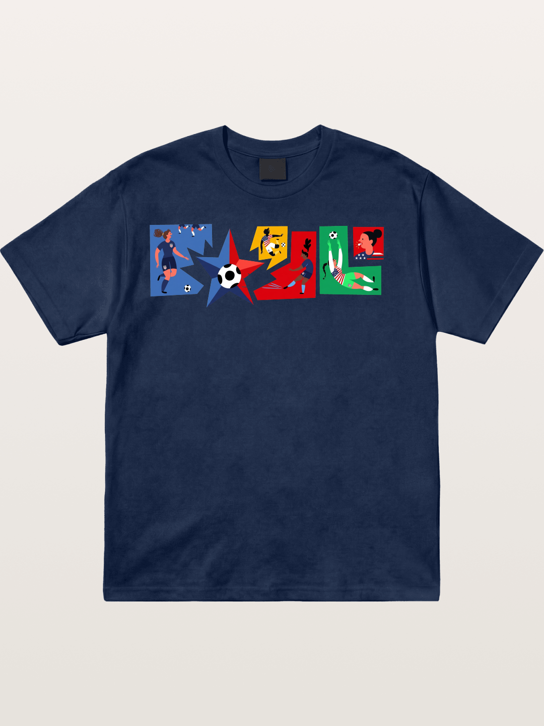 USA Women Soccer Collage Art Cotton T-shirt