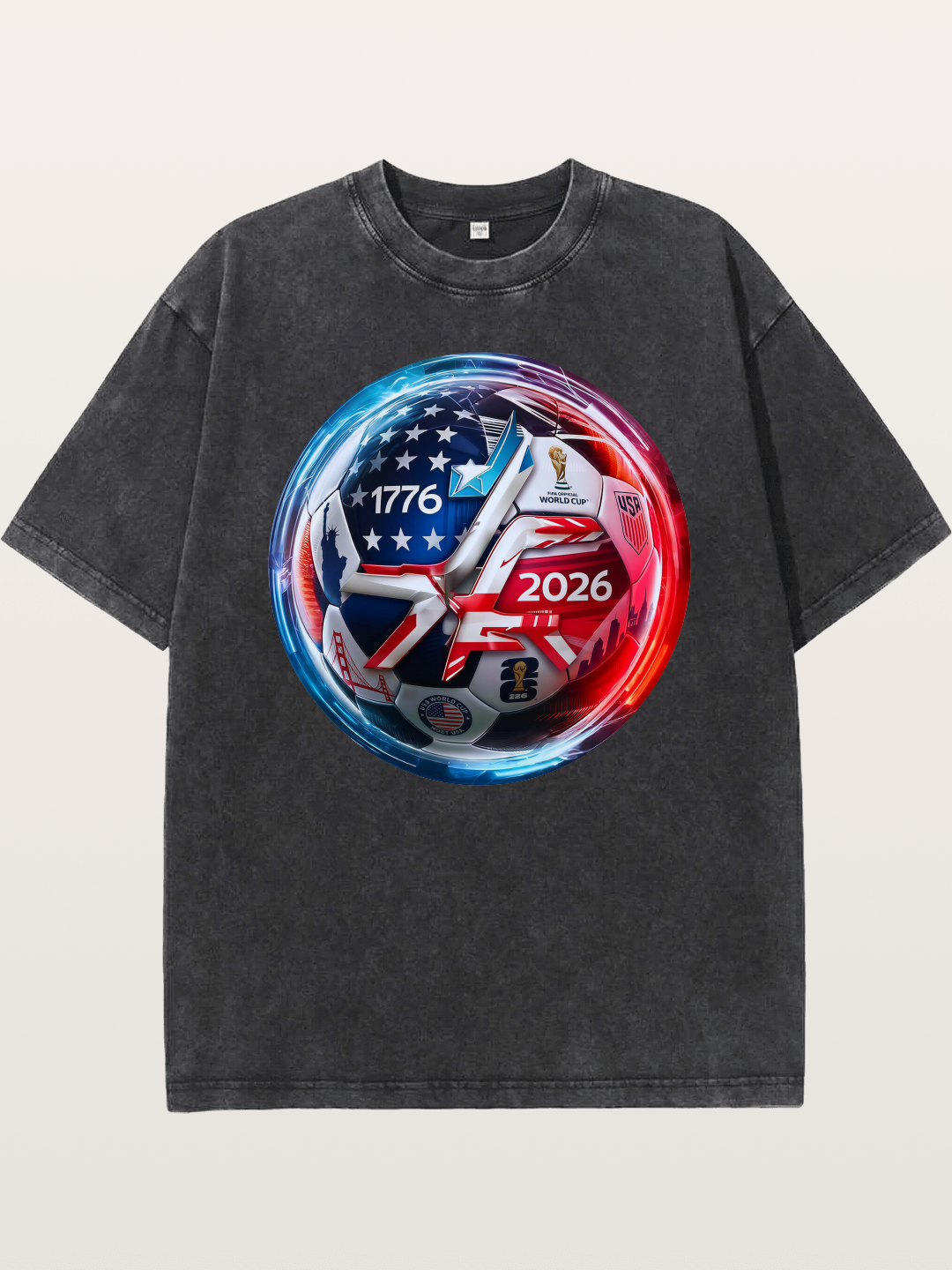 2026 USA Soccer Ball Poster Washed T-shirt
