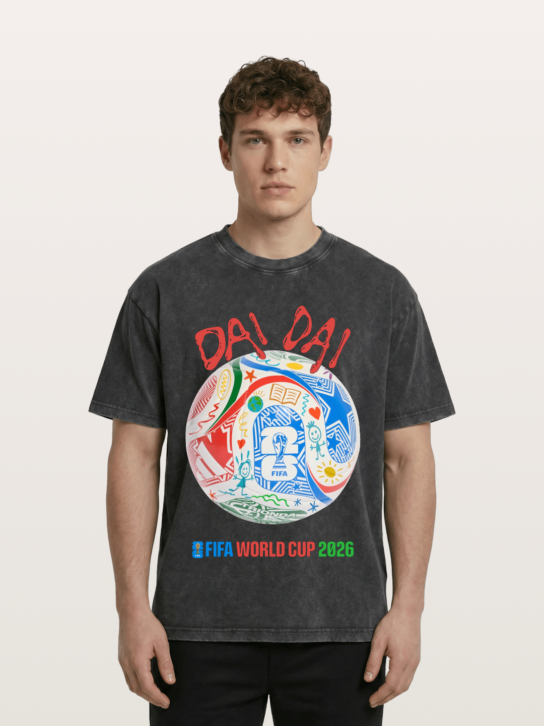 FIFA World Cup 2026 Doodle Soccer Ball Washed T-shirt