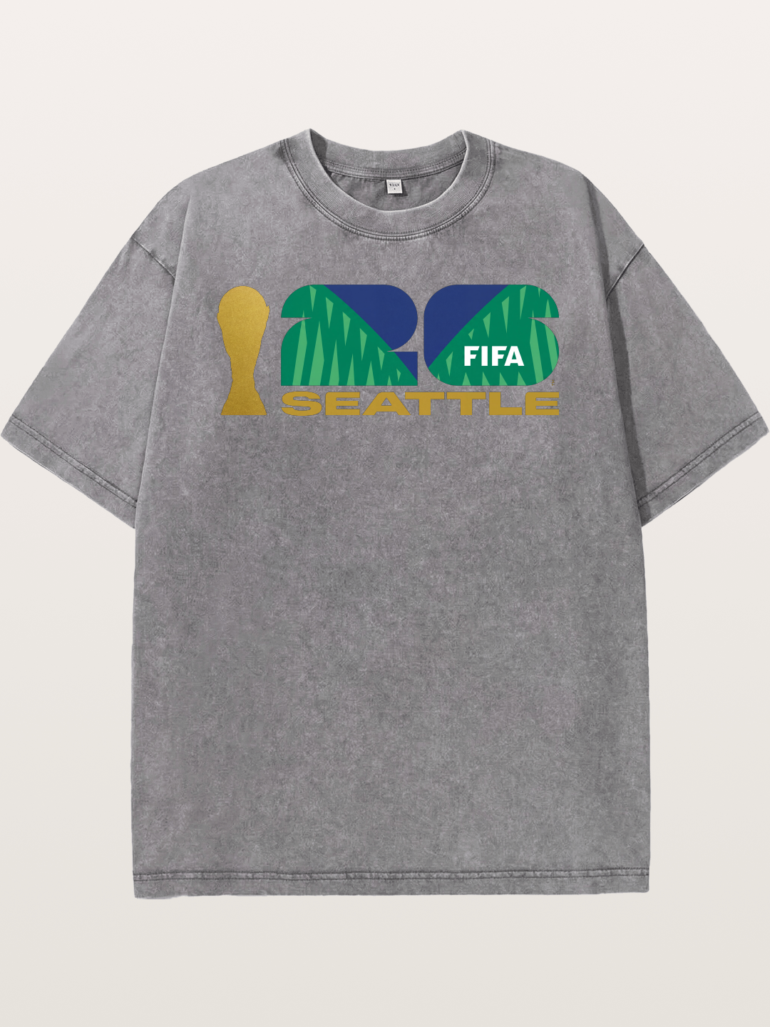 Seattle WC 2026 Gold Green Logo Washed T-shirt