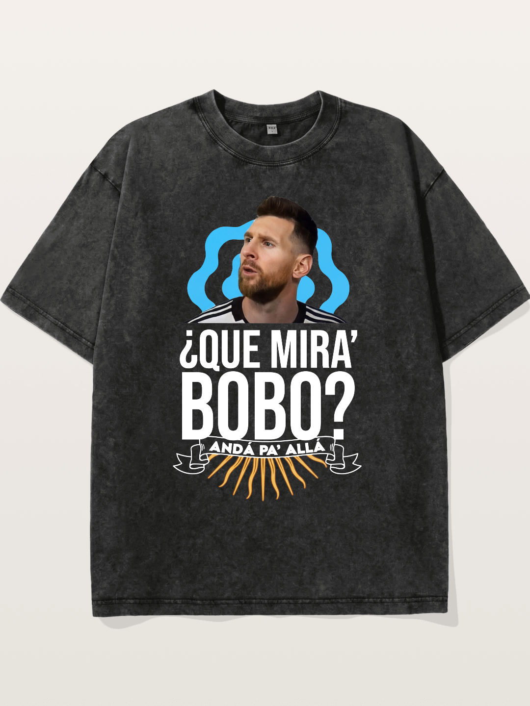 Messi Argentina Sun Design Washed T-shirt