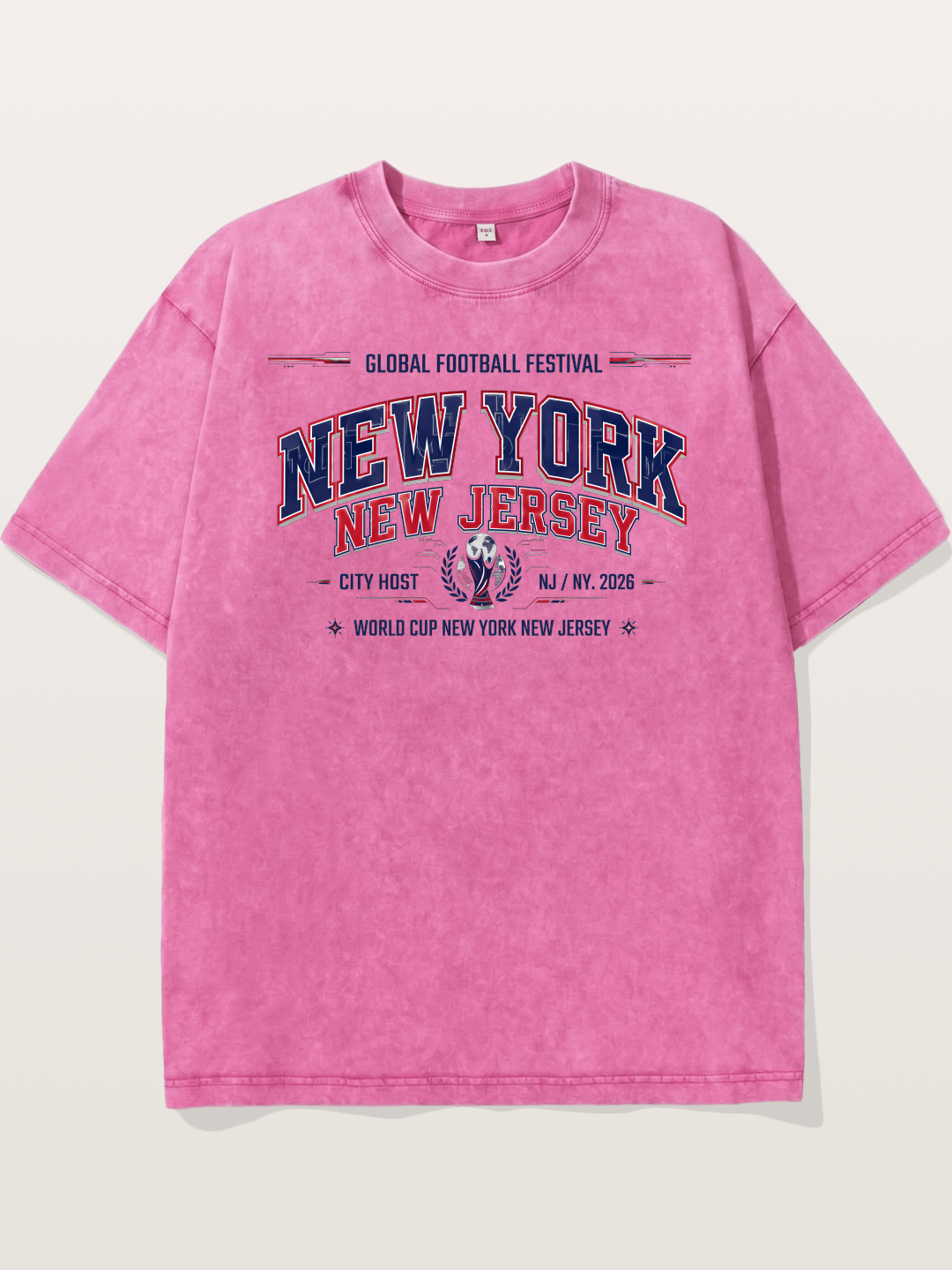 NYC New Jersey 2026 WC Badge Washed T-shirt