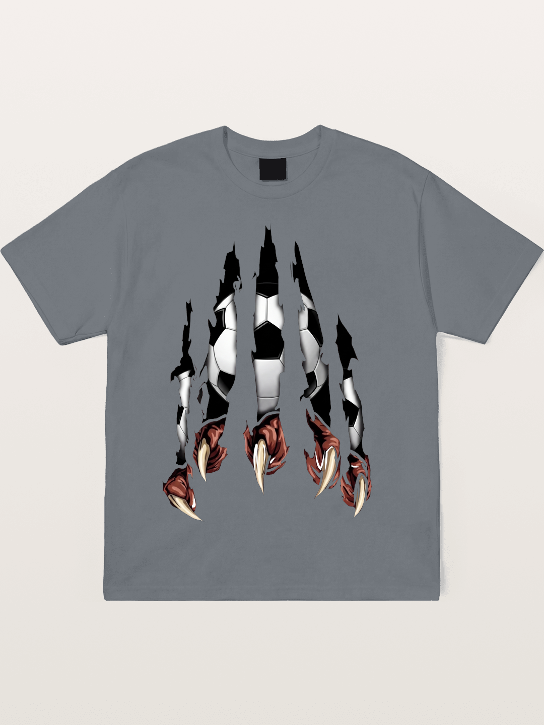 Claw Tear Soccer Reveal Print Cotton T-shirt