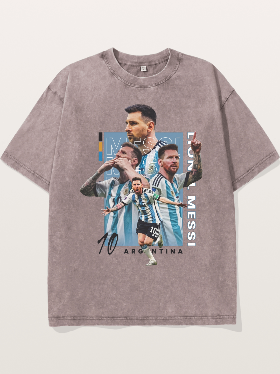 Messi Argentina Layered Collage Washed T-shirt