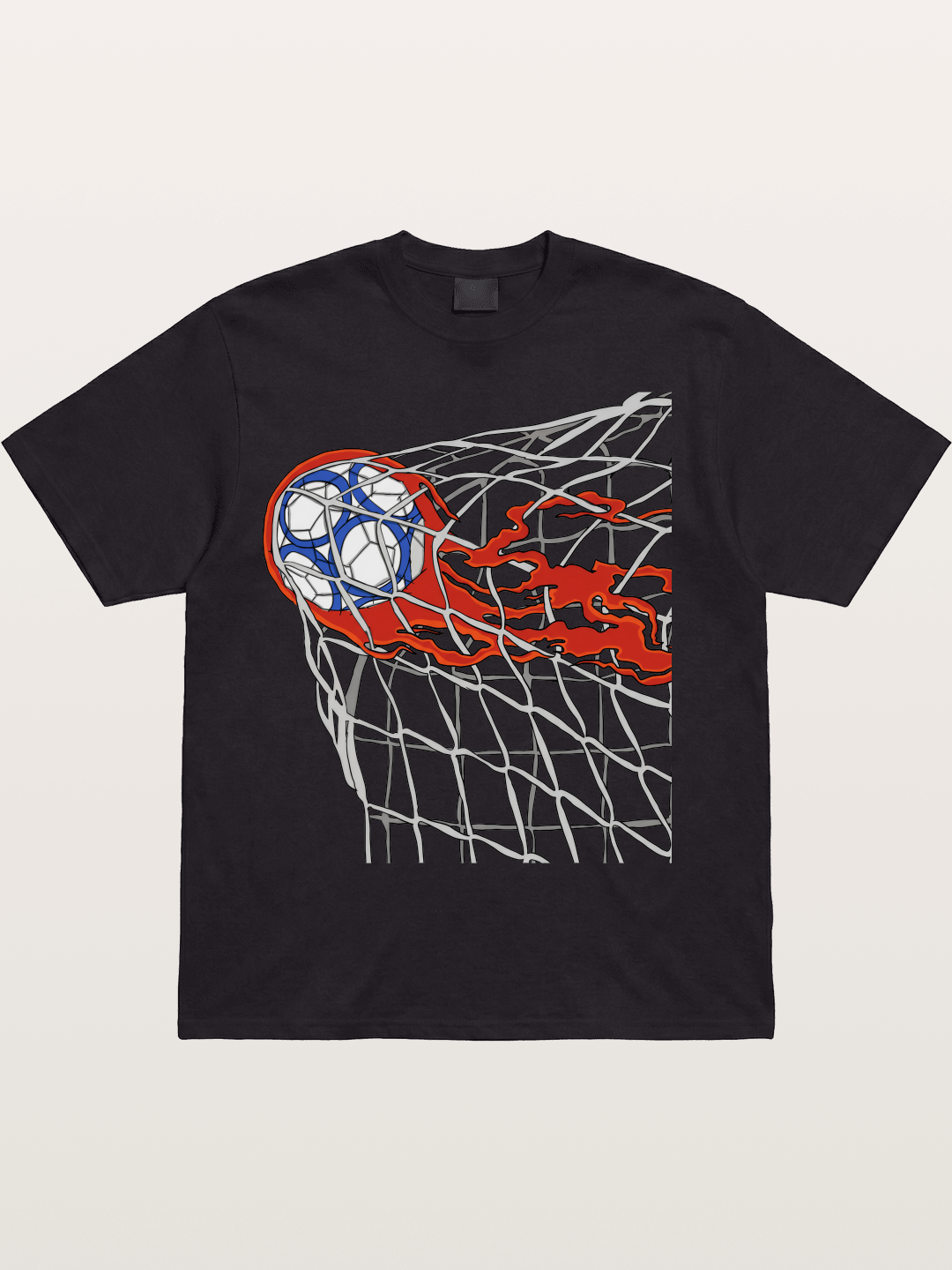 Flaming Goal Net Illustration Cotton T-shirt