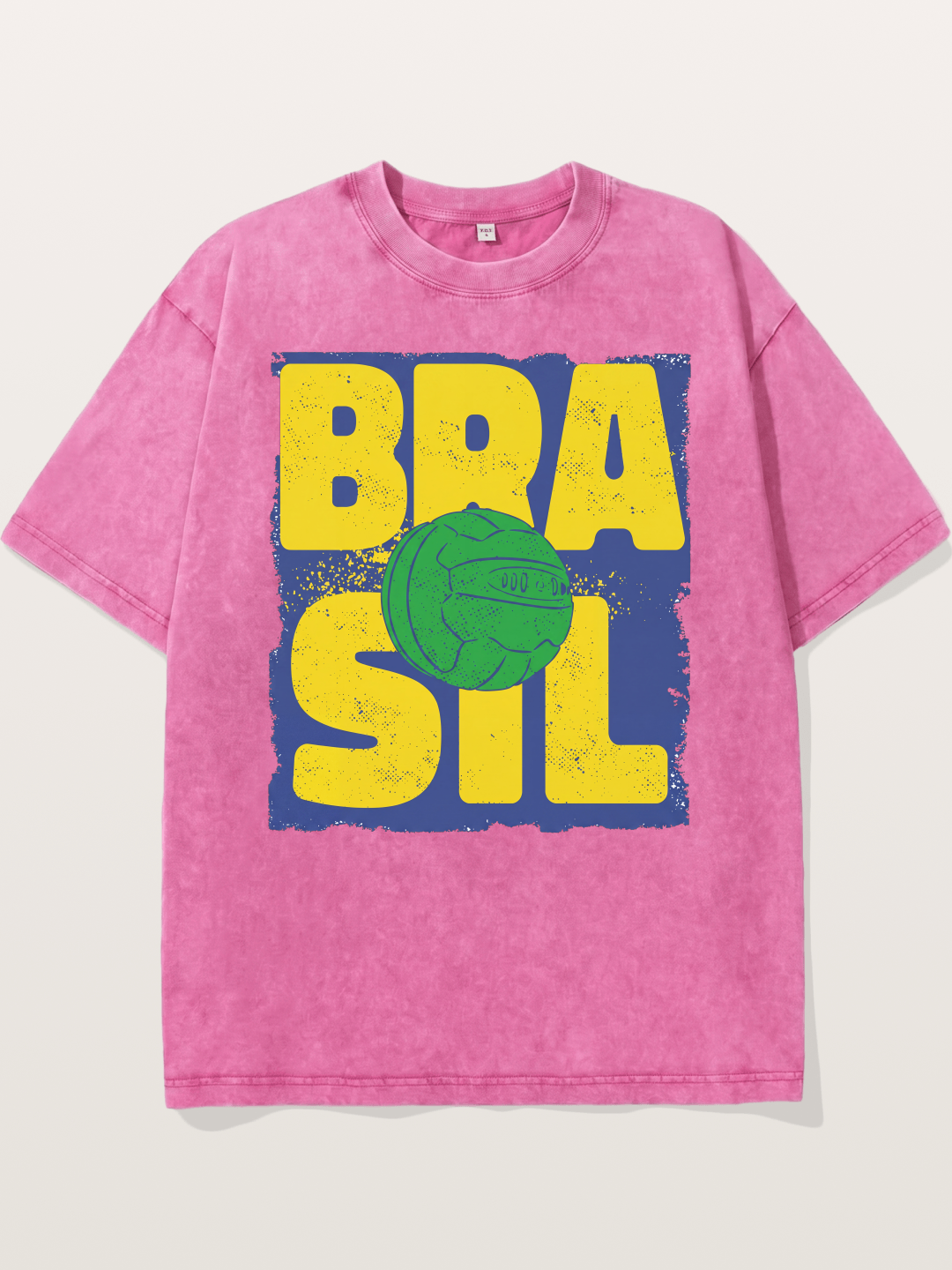 Grunge Brazil Soccer Text Card Washed T-shirt