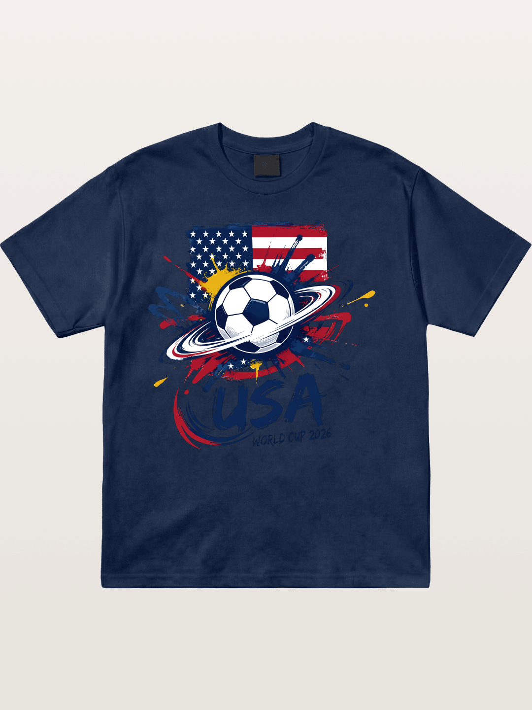 American Flag Splatter Soccer 2026 Cotton T-shirt