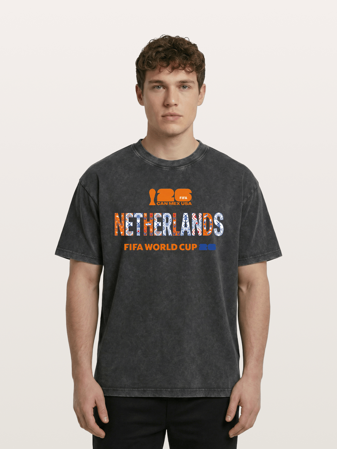 Netherlands 2026 Delft Blue Typo Washed T-shirt