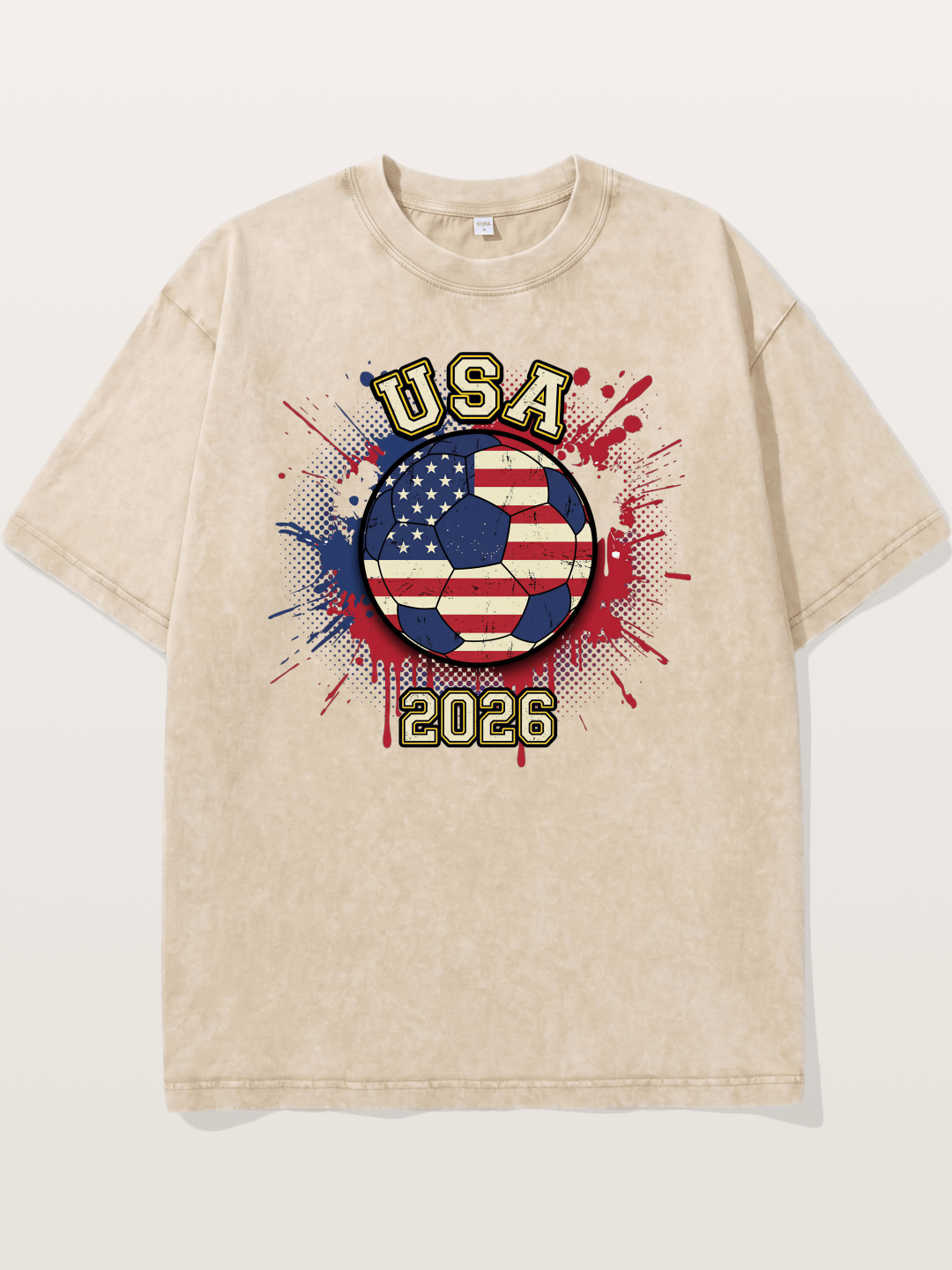 USA 2026 Soccer Ball Print Washed T-shirt