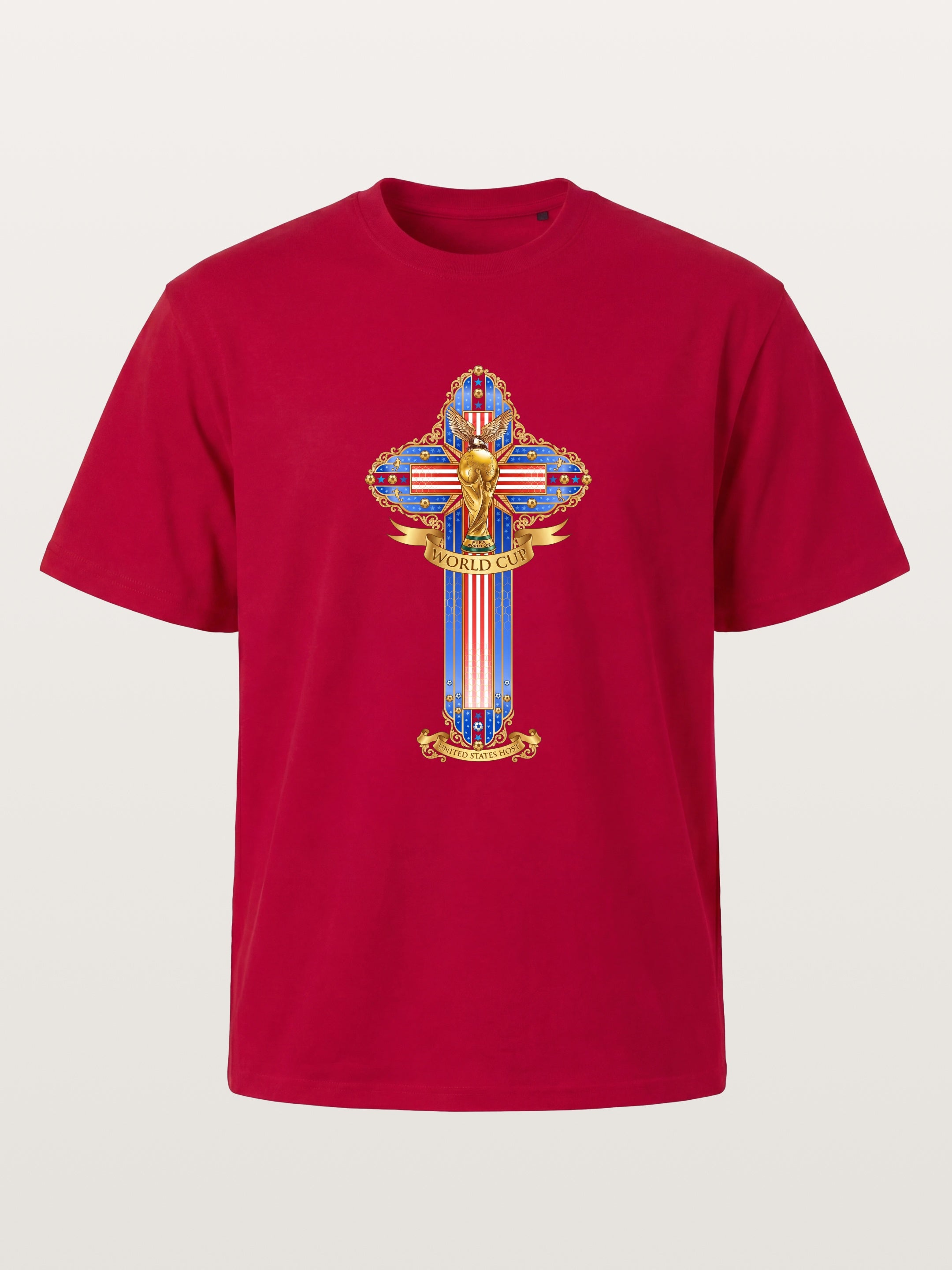 USA Cross World Cup Trophy Card Gildan T-shirt