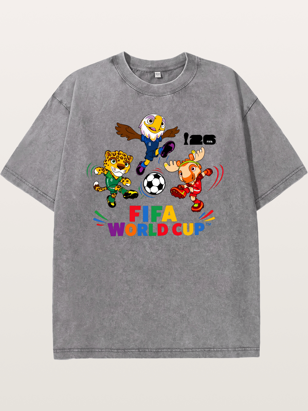 FIFA World Cup Mascots Print Washed T-shirt