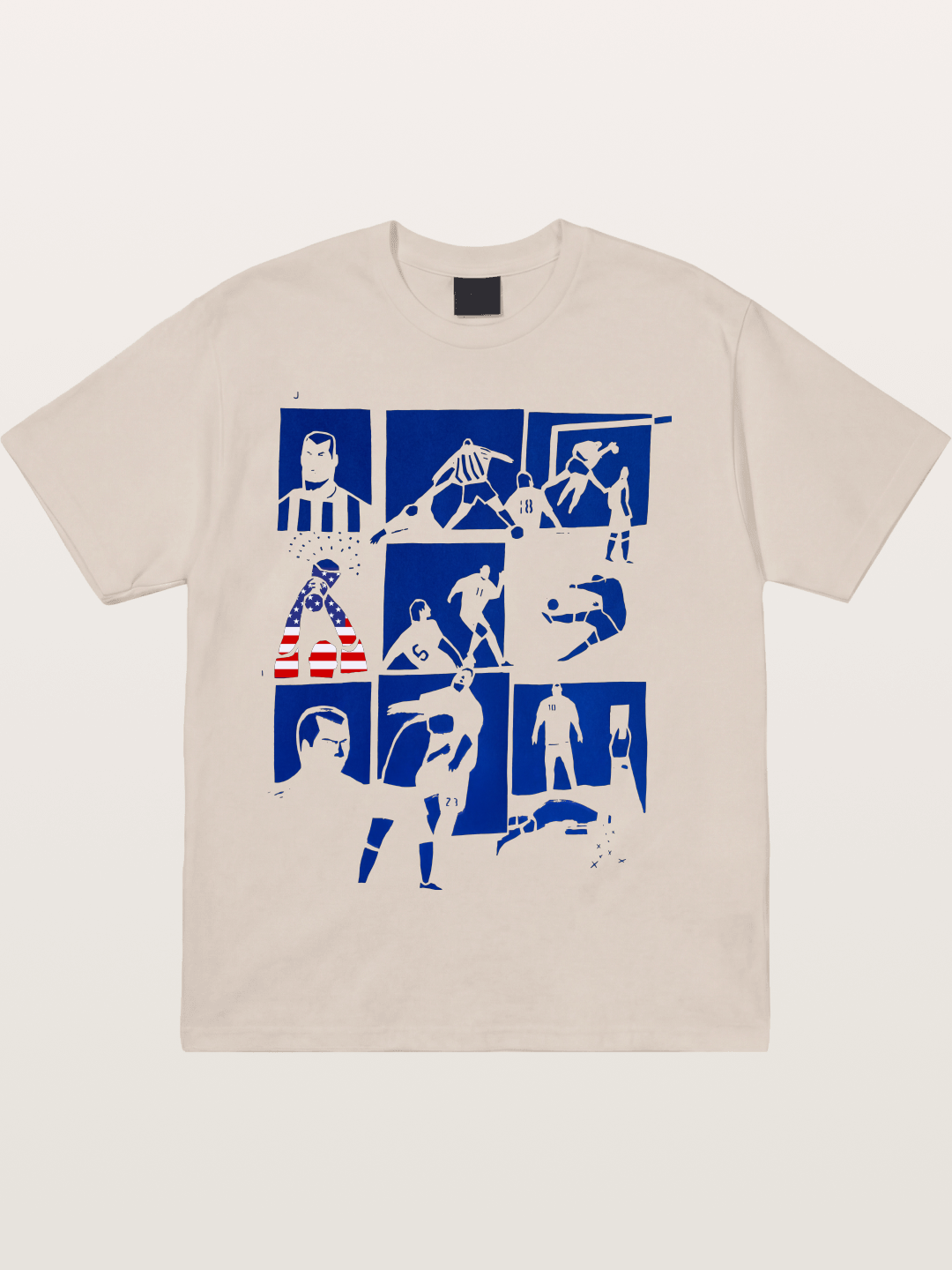 USA Soccer Player Silhouette Grid Cotton T-shirt