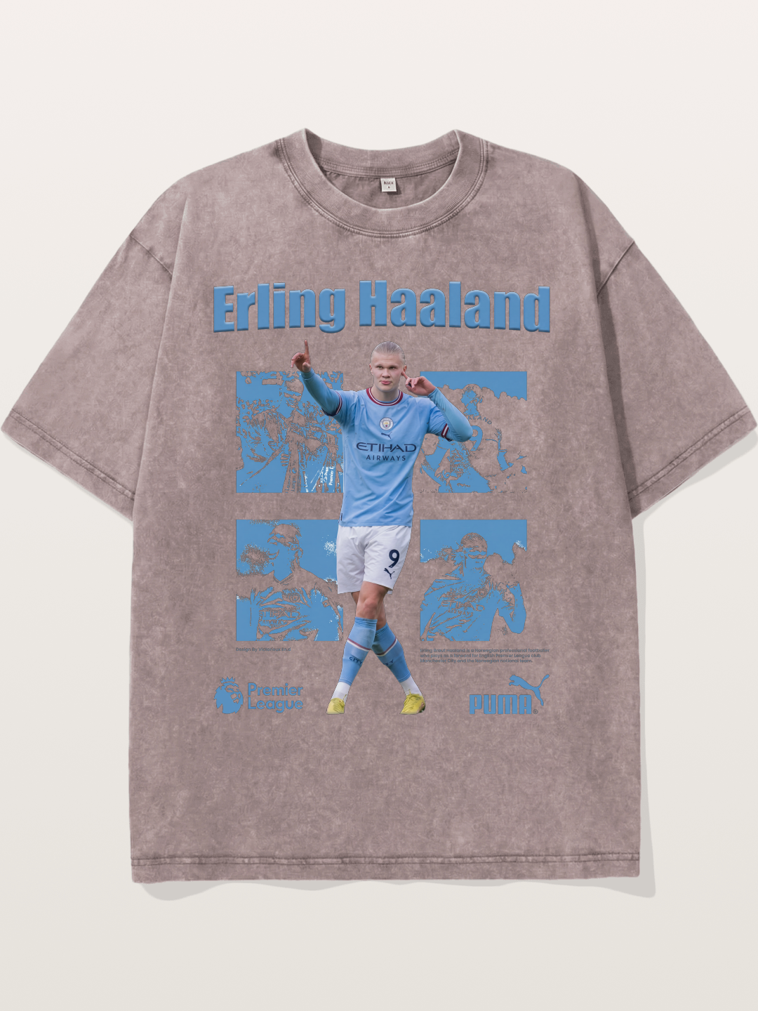 Haaland Premier League Poster Washed T-shirt