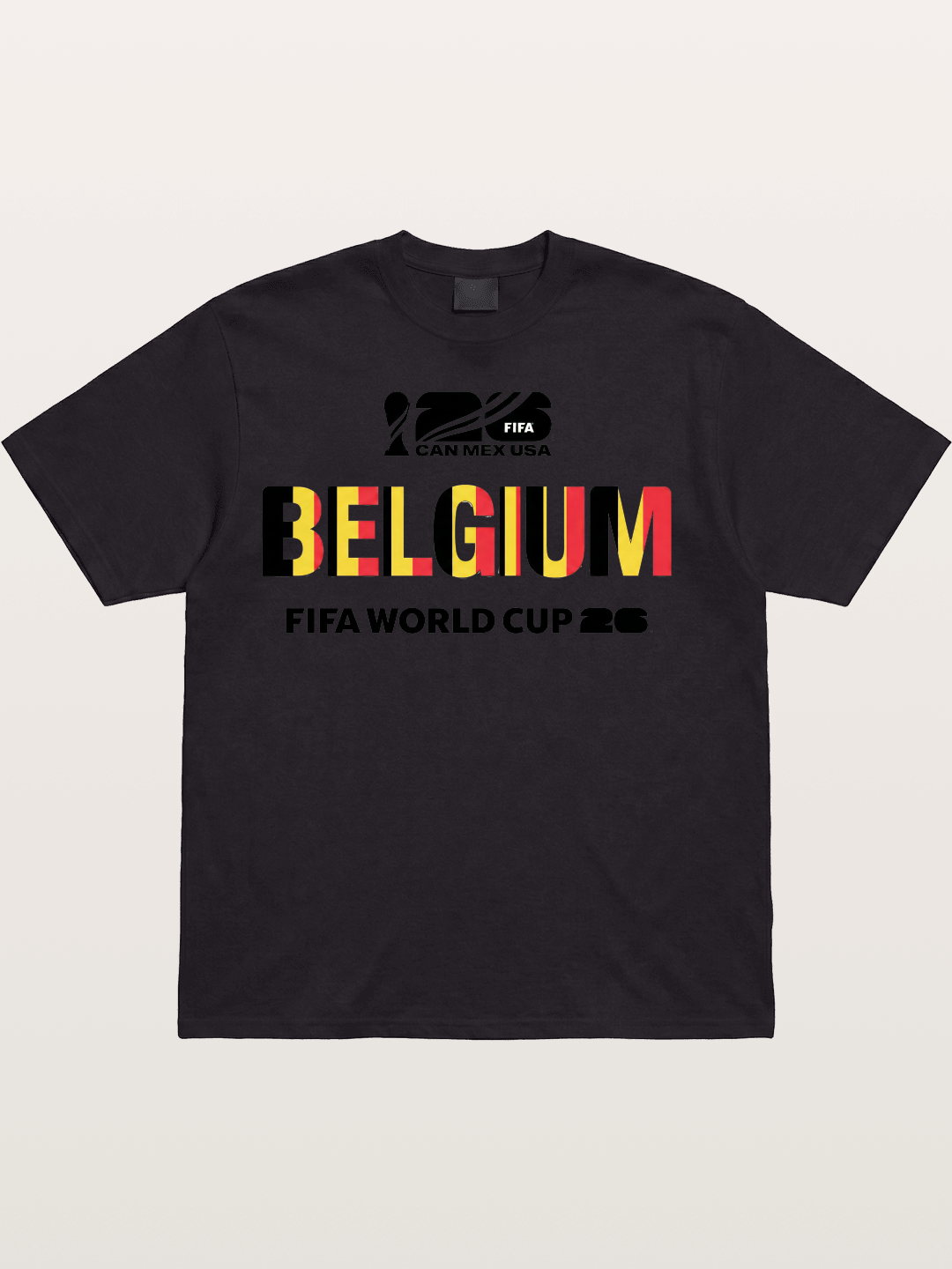 Belgium 2026 Flag Pattern Print Cotton T-shirt
