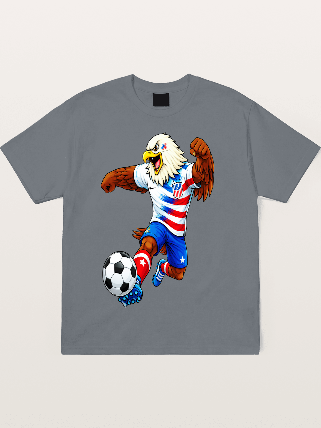 USA Eagle Mascot Soccer Graphic Cotton T-shirt