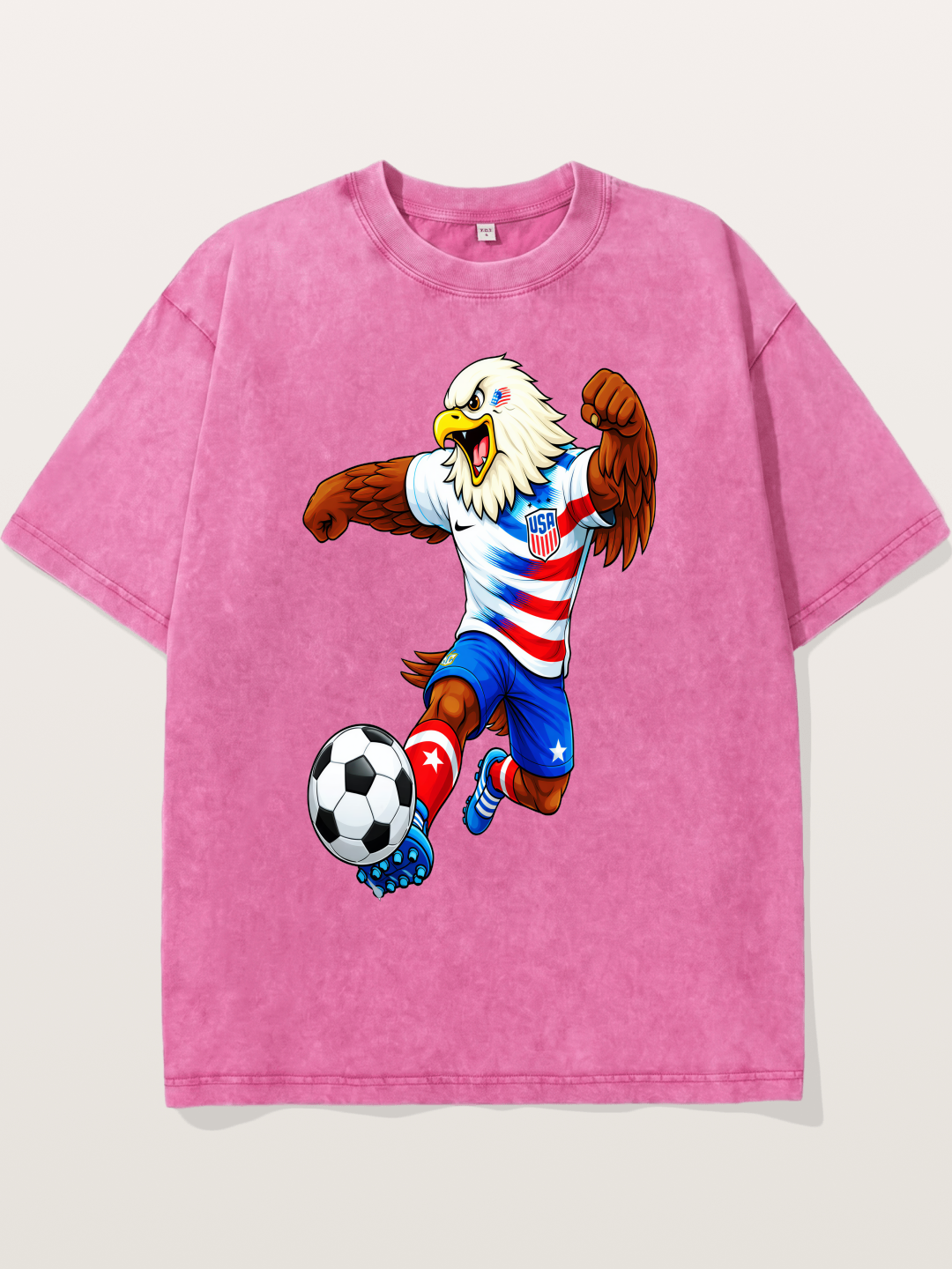 USA Eagle Mascot Soccer Graphic Washed T-shirt