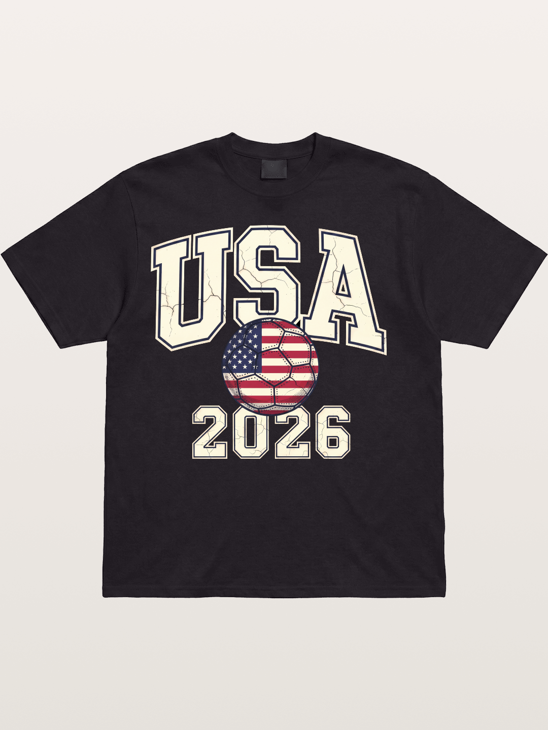 USA 2026 Cracked Letter Soccer Cotton T-shirt