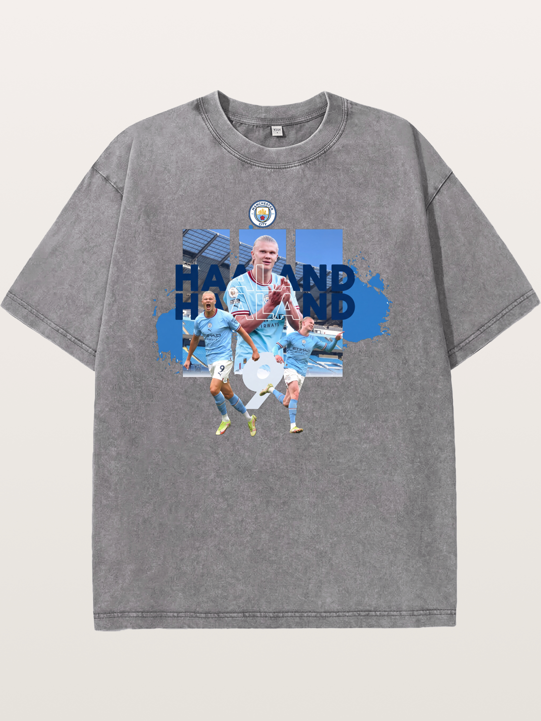 Haaland Etihad Stadium Montage Washed T-shirt