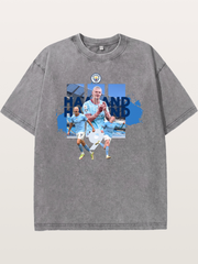 Haaland Etihad Stadium Montage Washed T-shirt