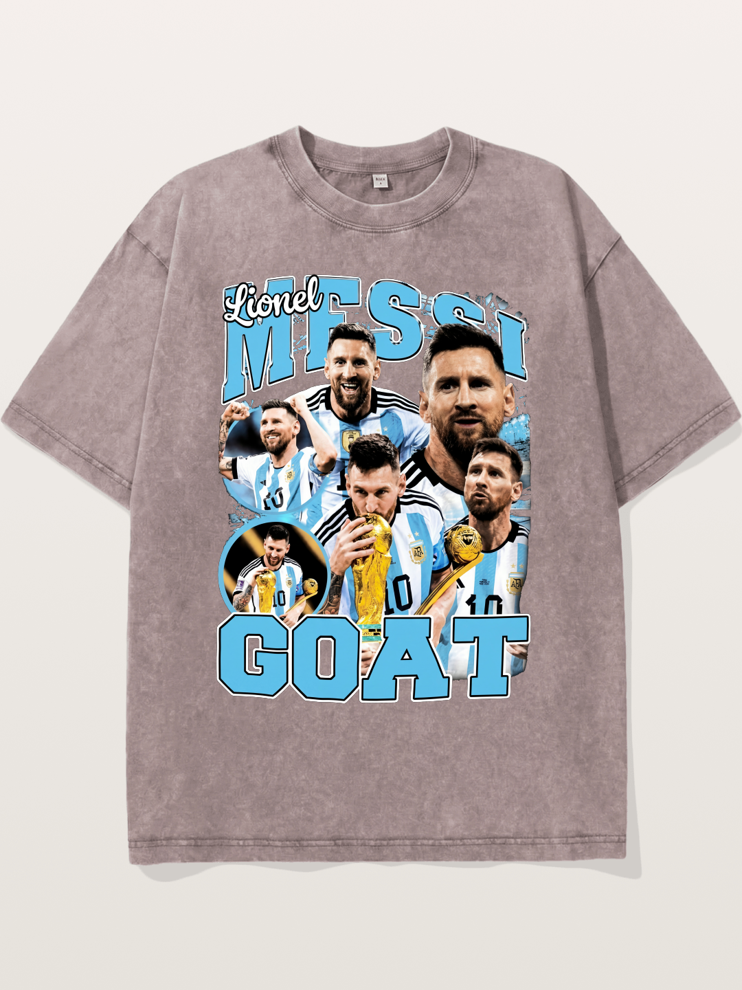 Lionel Messi GOAT Argentina Collage Washed T-shirt