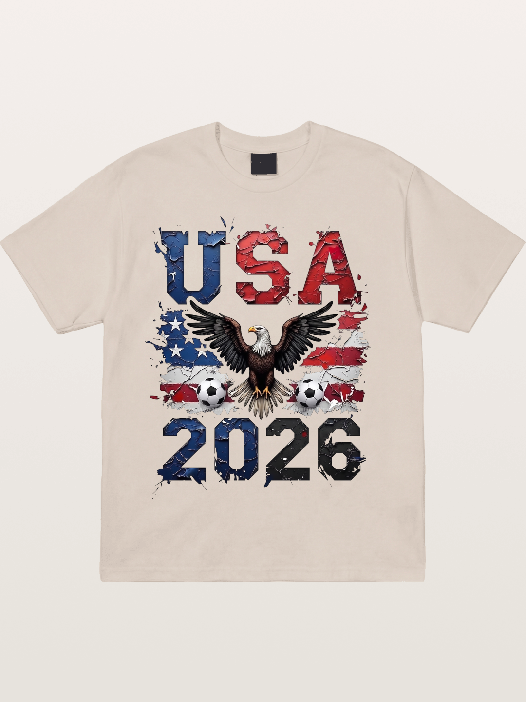 USA 2026 Bald Eagle Soccer Design Cotton T-shirt