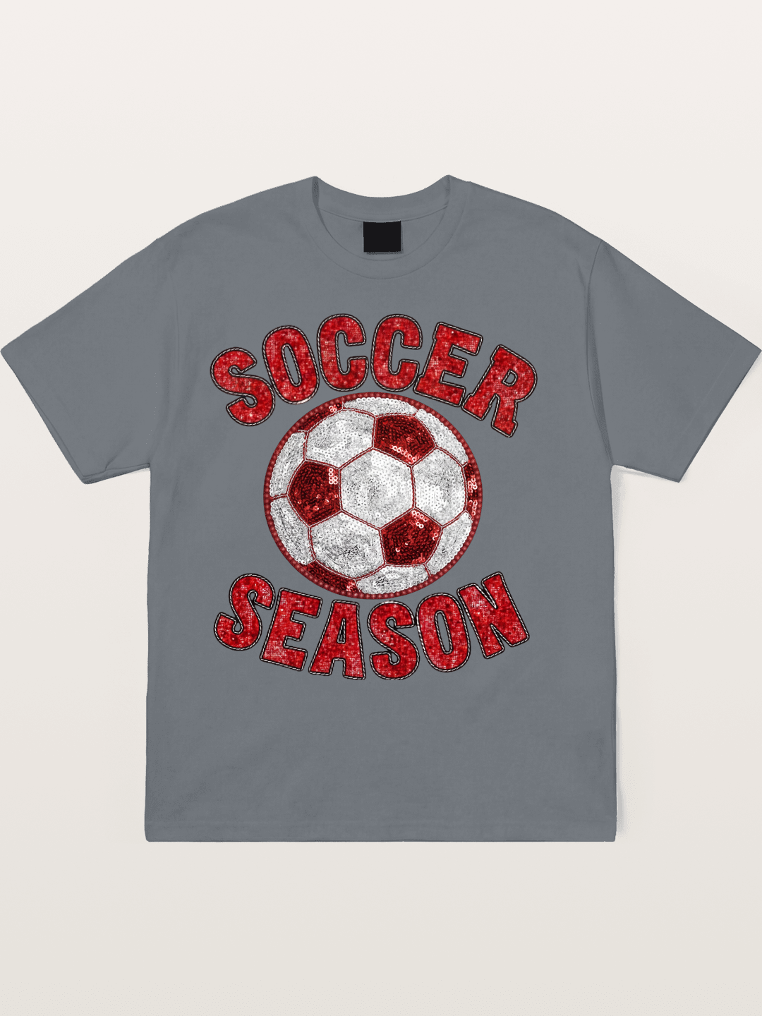 Glitter Soccer Season Badge Cotton T-shirt