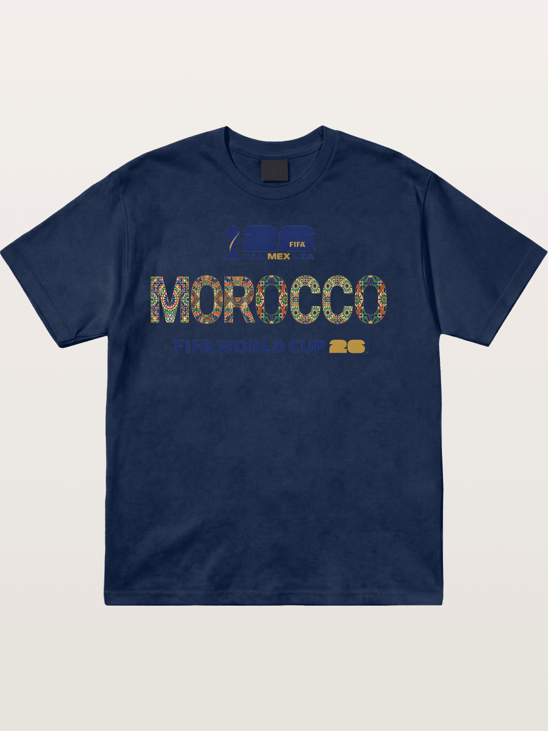 Morocco 2026 Mosaic Typography Cotton T-shirt
