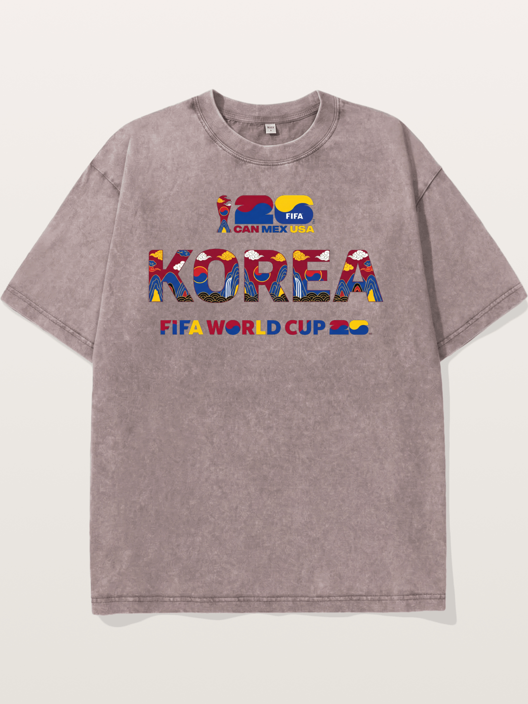 Korea 2026 Folk Ornament Design Washed T-shirt