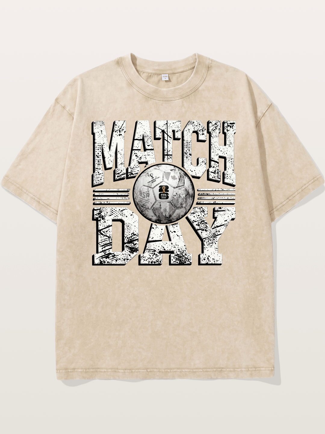 Match Day Grunge Soccer Print Washed T-shirt