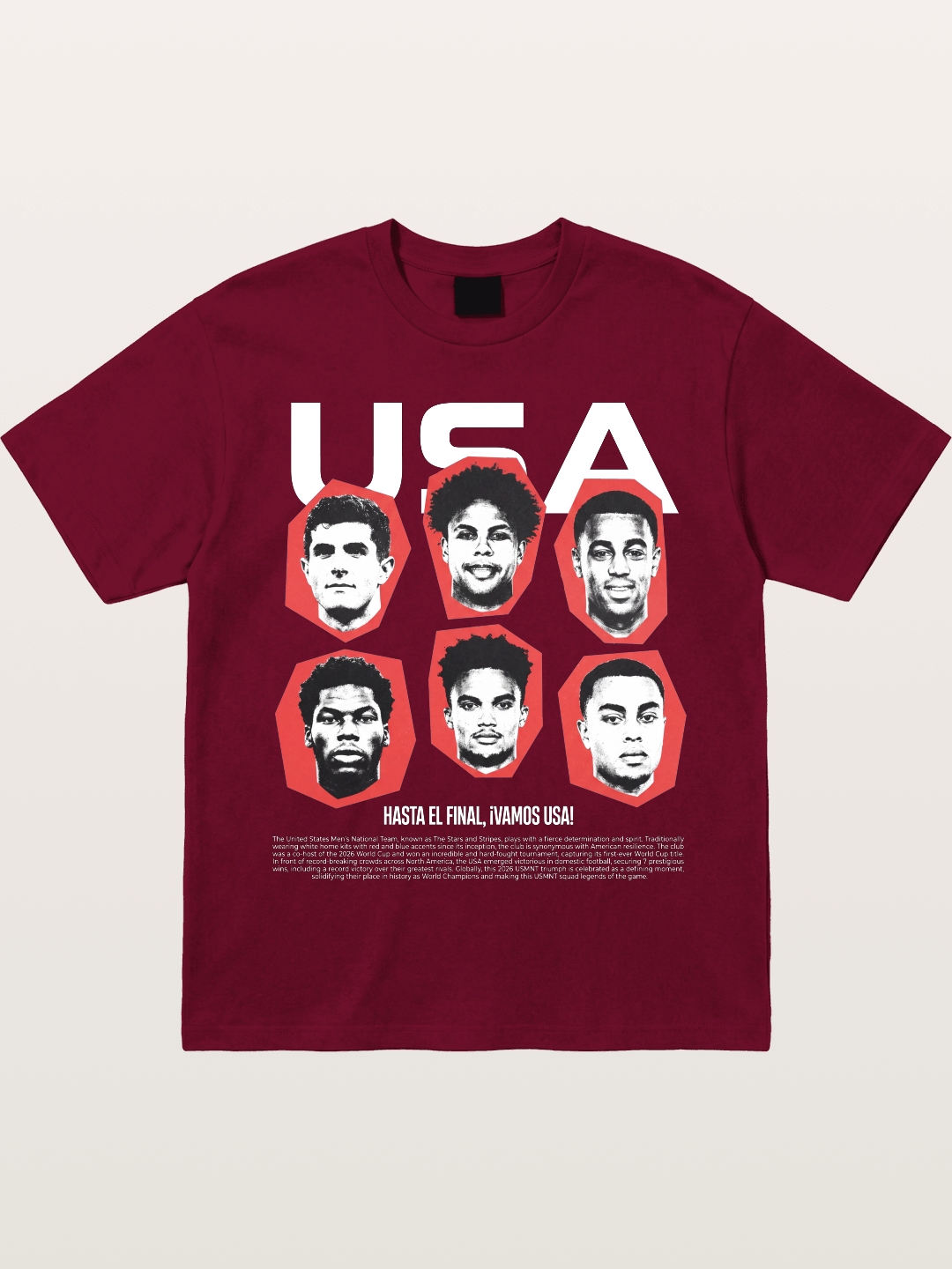 Six US Soccer Stars Hexagon Layout Gildan T-shirt