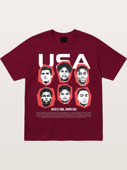 Six US Soccer Stars Hexagon Layout Gildan T-shirt