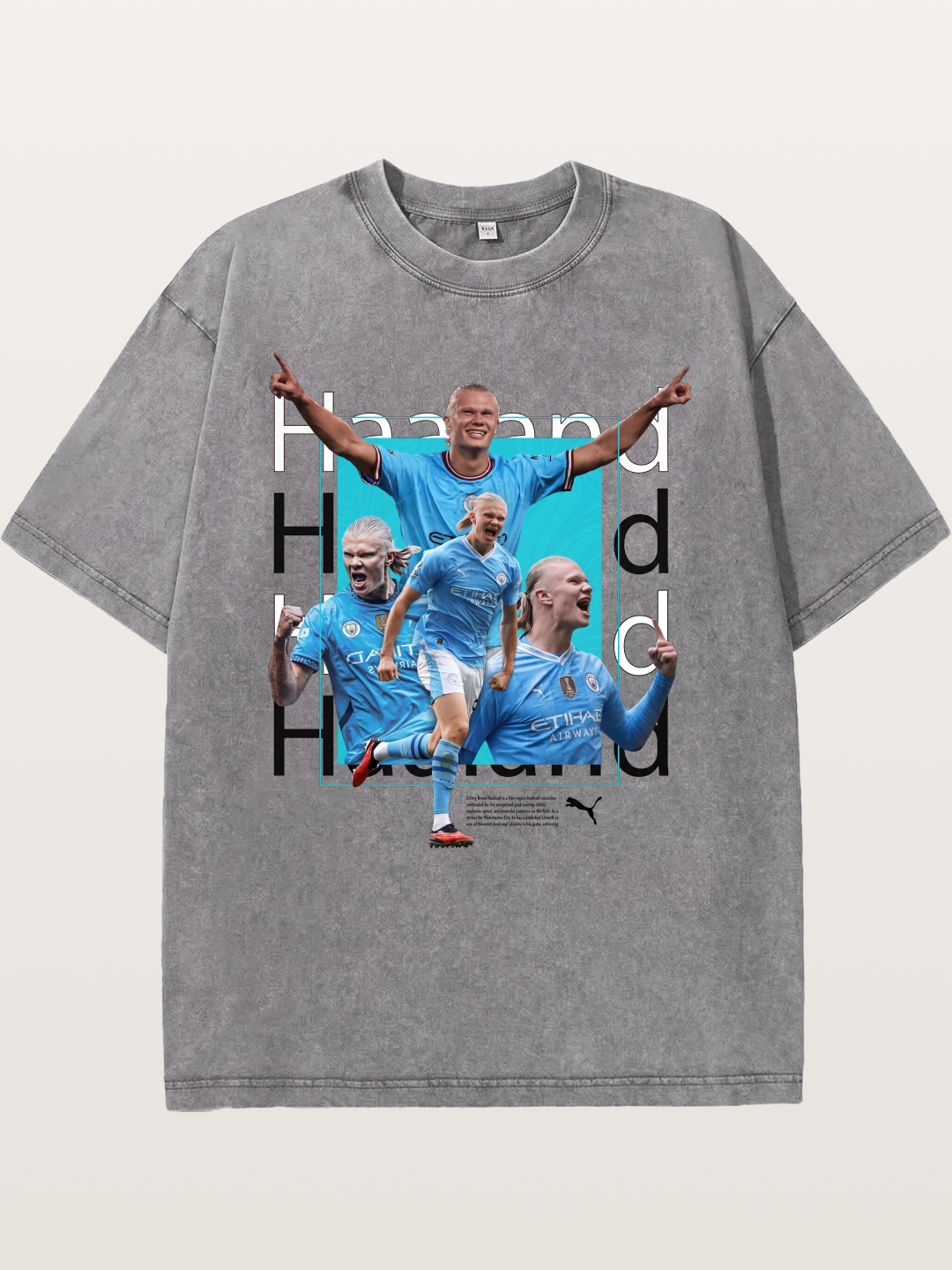 Haaland Typography Collage Art Washed T-shirt