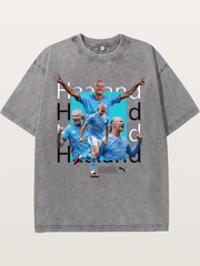 Haaland Typography Collage Art Washed T-shirt