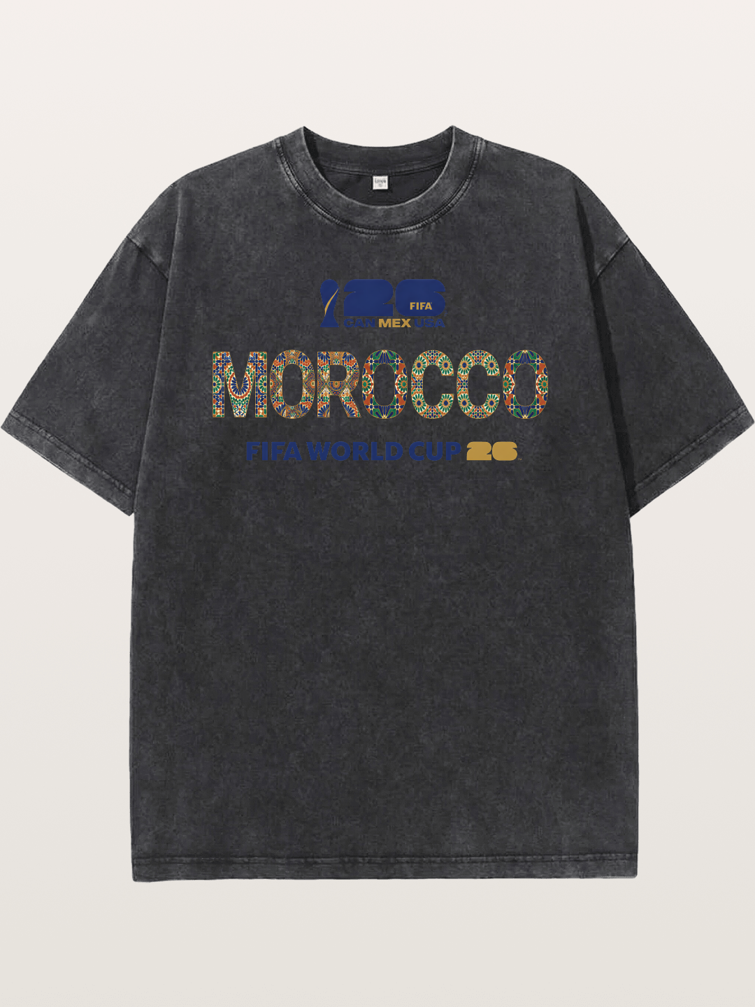 Morocco 2026 Mosaic Typography Washed T-shirt
