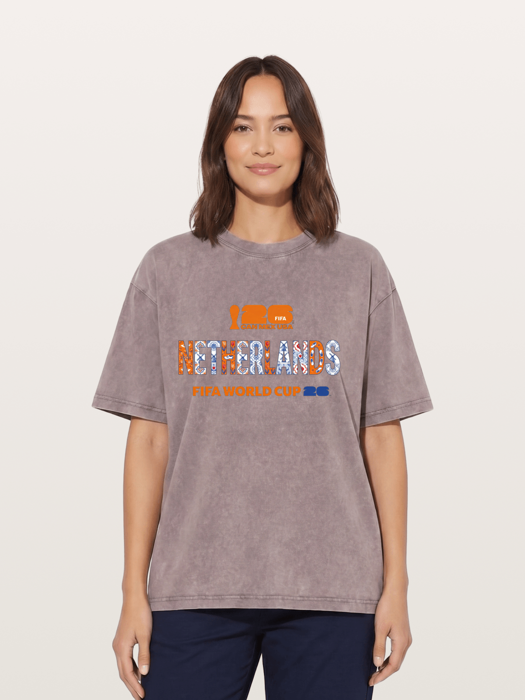 Netherlands 2026 Delft Blue Typo Washed T-shirt