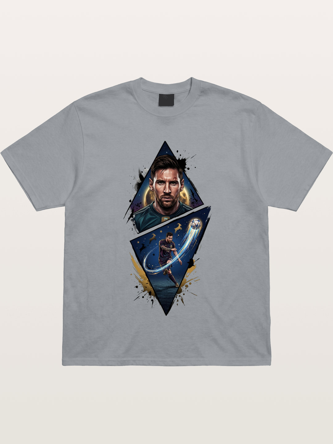 Lionel Messi Split Portrait Art Gildan T-shirt