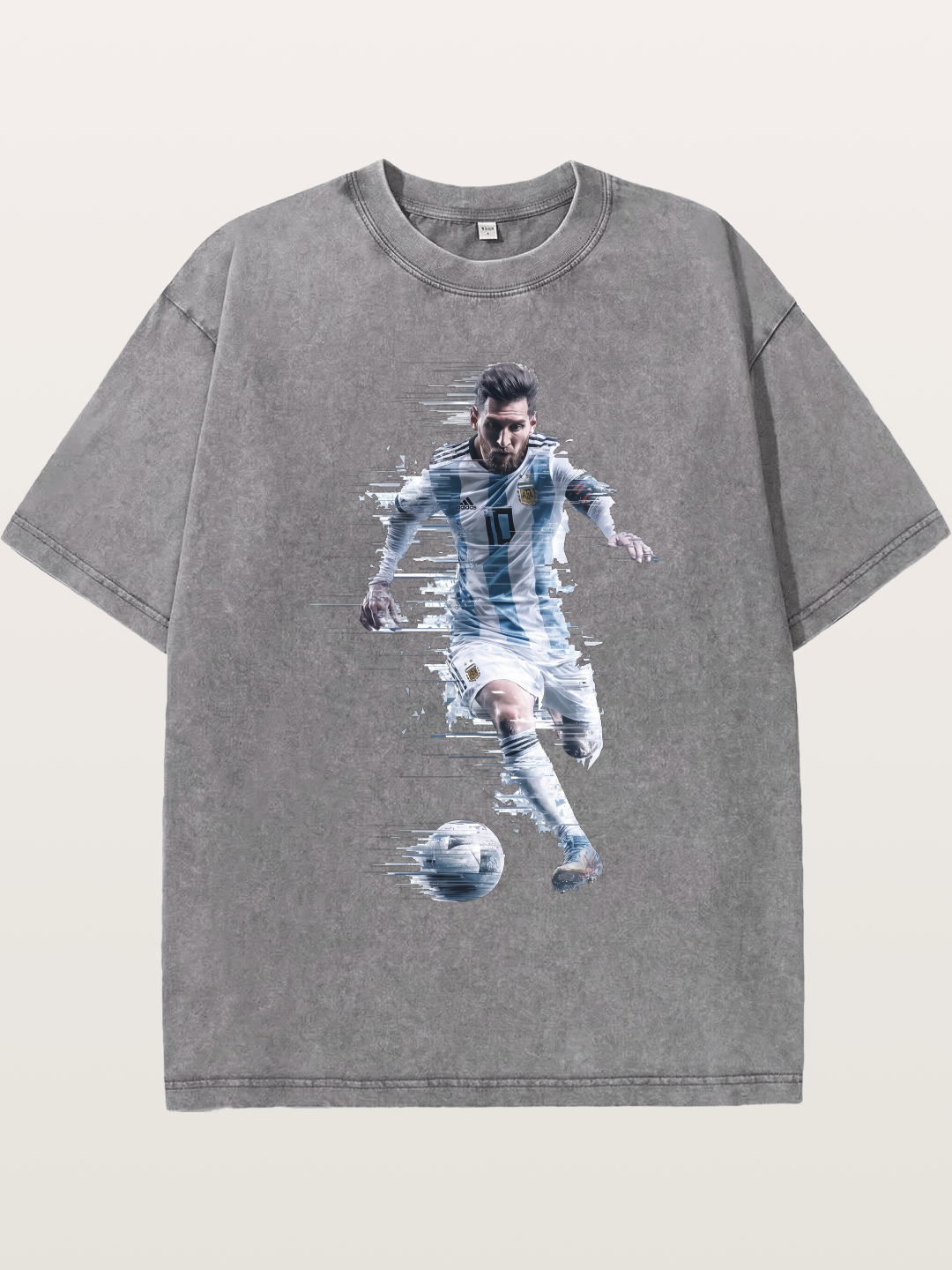Messi Motion Blur Graphic Washed T-shirt
