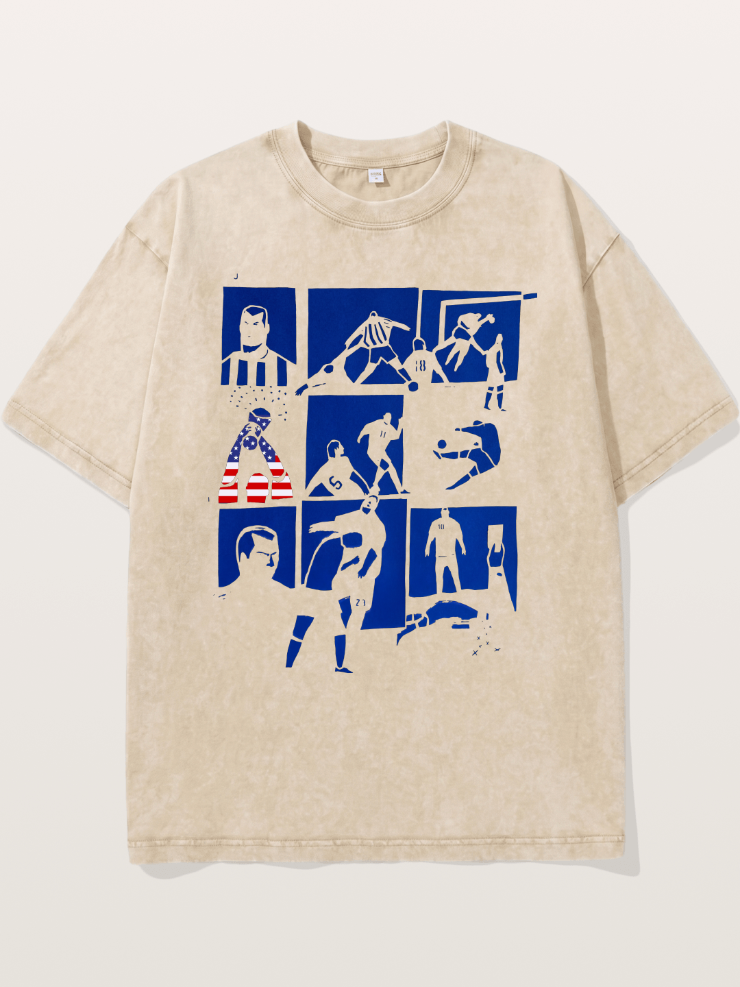 USA Soccer Player Silhouette Grid Washed T-shirt