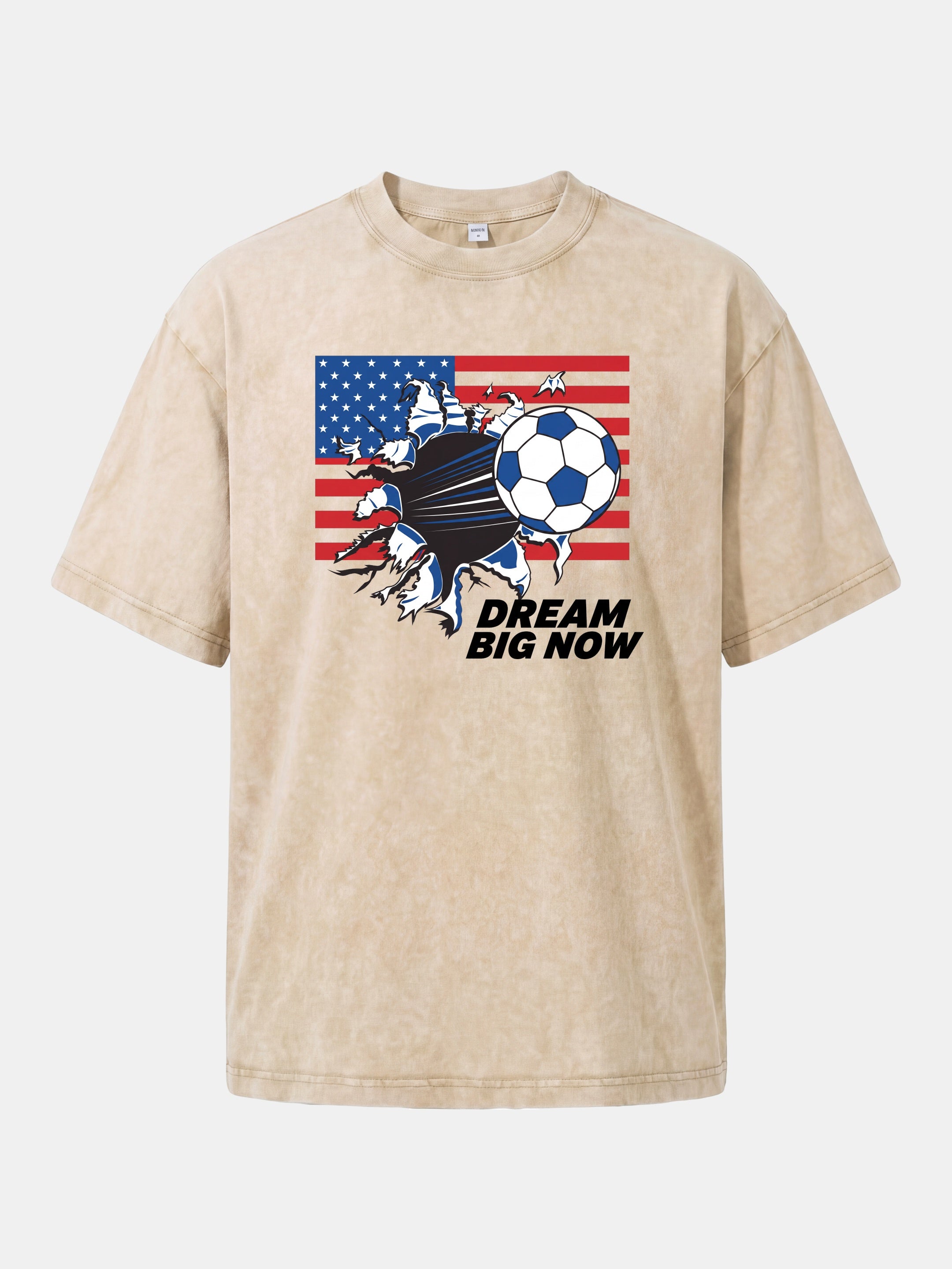 Torn Flag Soccer Explosion Design Washed T-shirt