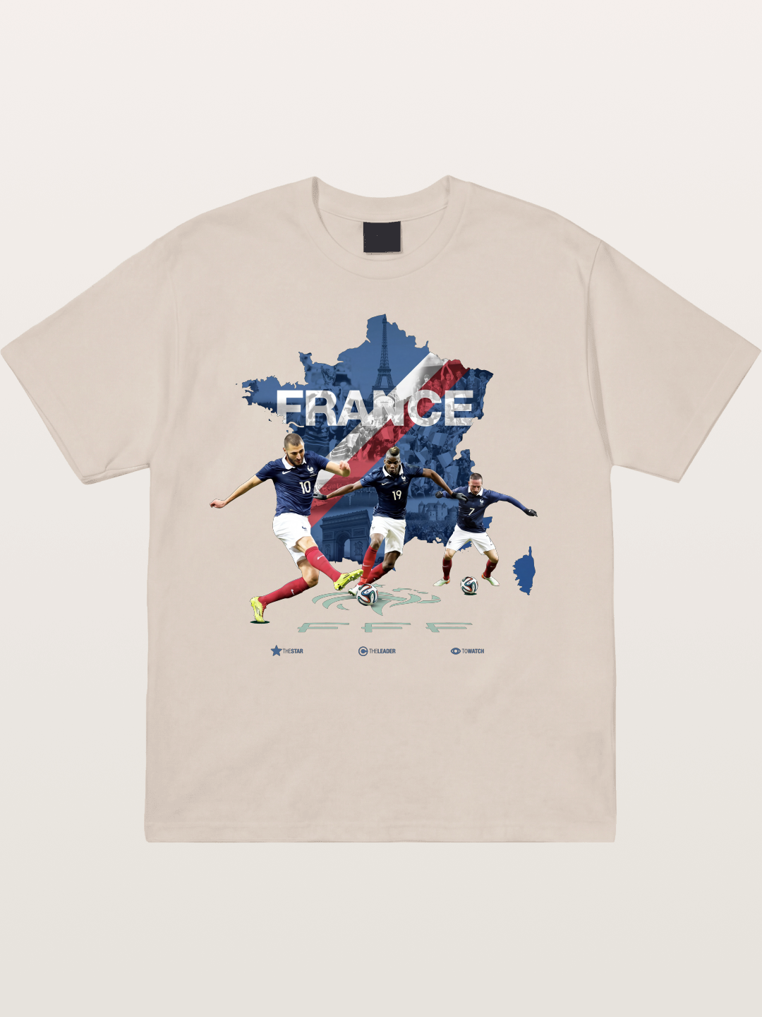 France Football Stars With Map Cotton T-shirt