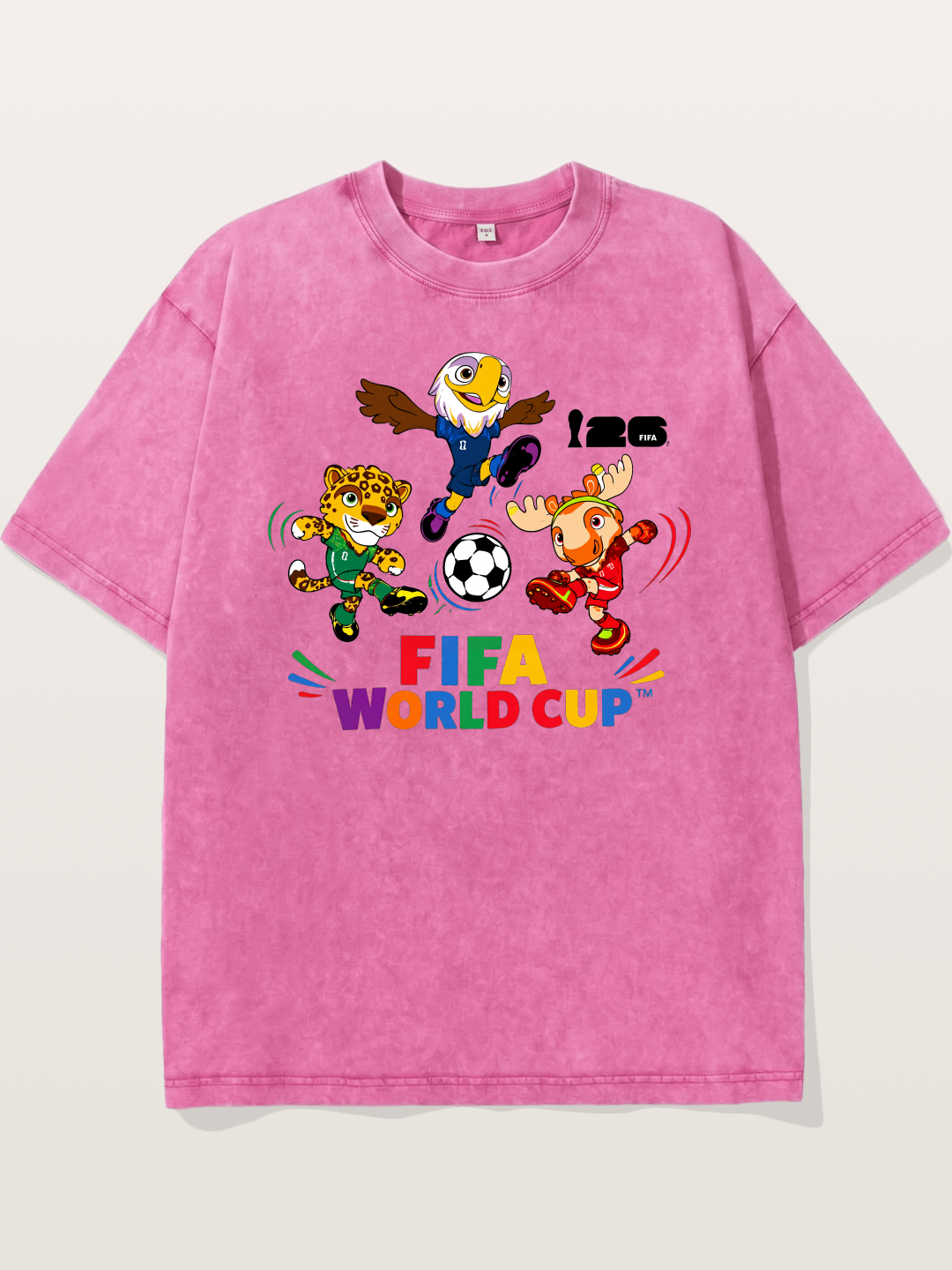 FIFA World Cup Mascots Print Washed T-shirt