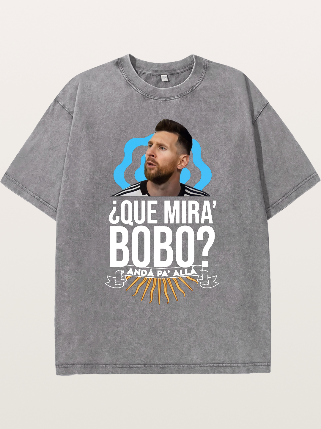 Messi Argentina Sun Design Washed T-shirt
