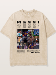 Messi Greatest of All Time Montage Washed T-shirt