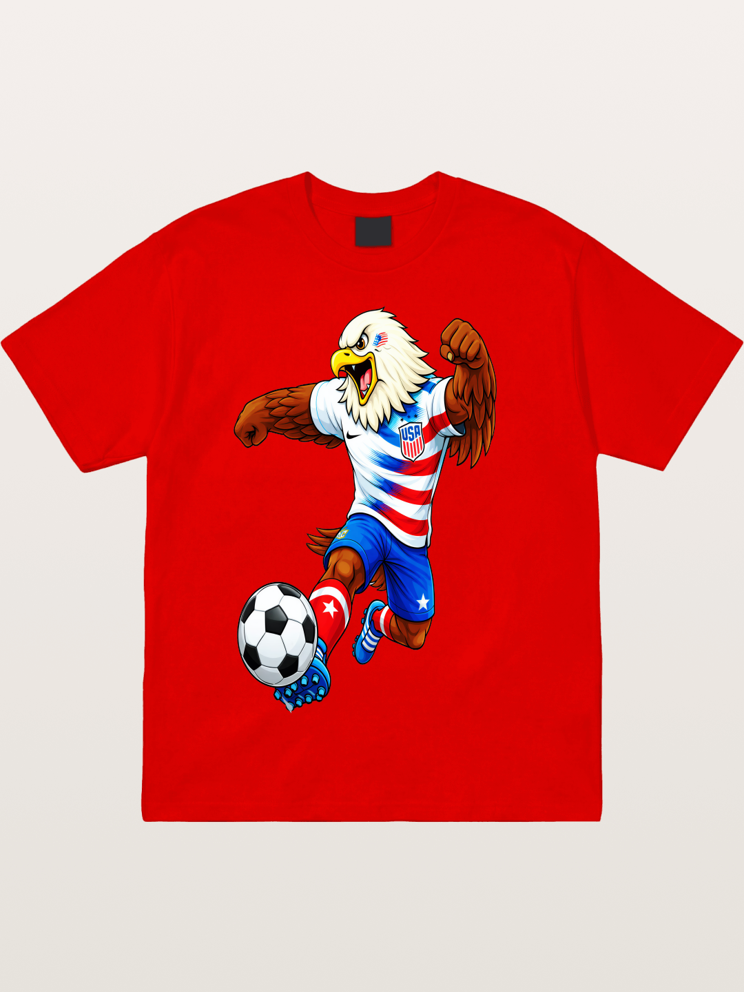 USA Eagle Mascot Soccer Graphic Cotton T-shirt