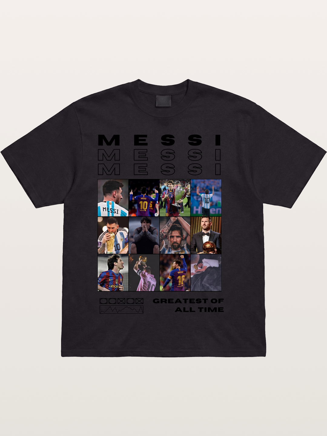 Messi Greatest of All Time Montage Cotton T-shirt