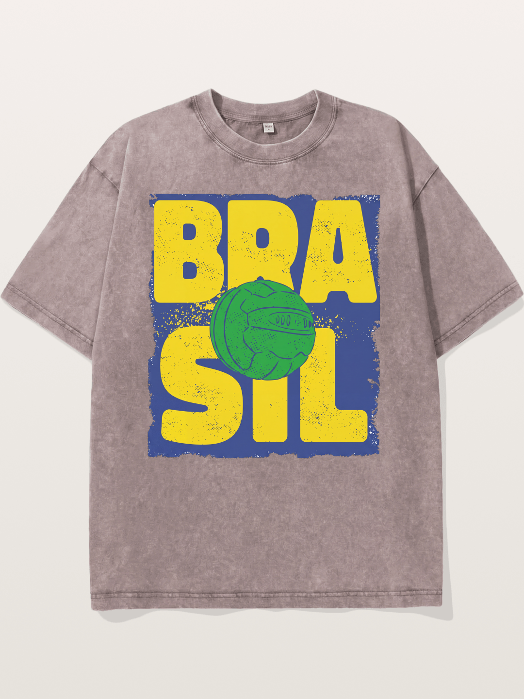 Grunge Brazil Soccer Text Card Washed T-shirt