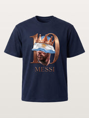 Messi Crown Argentina Flag Art Cotton T-shirt