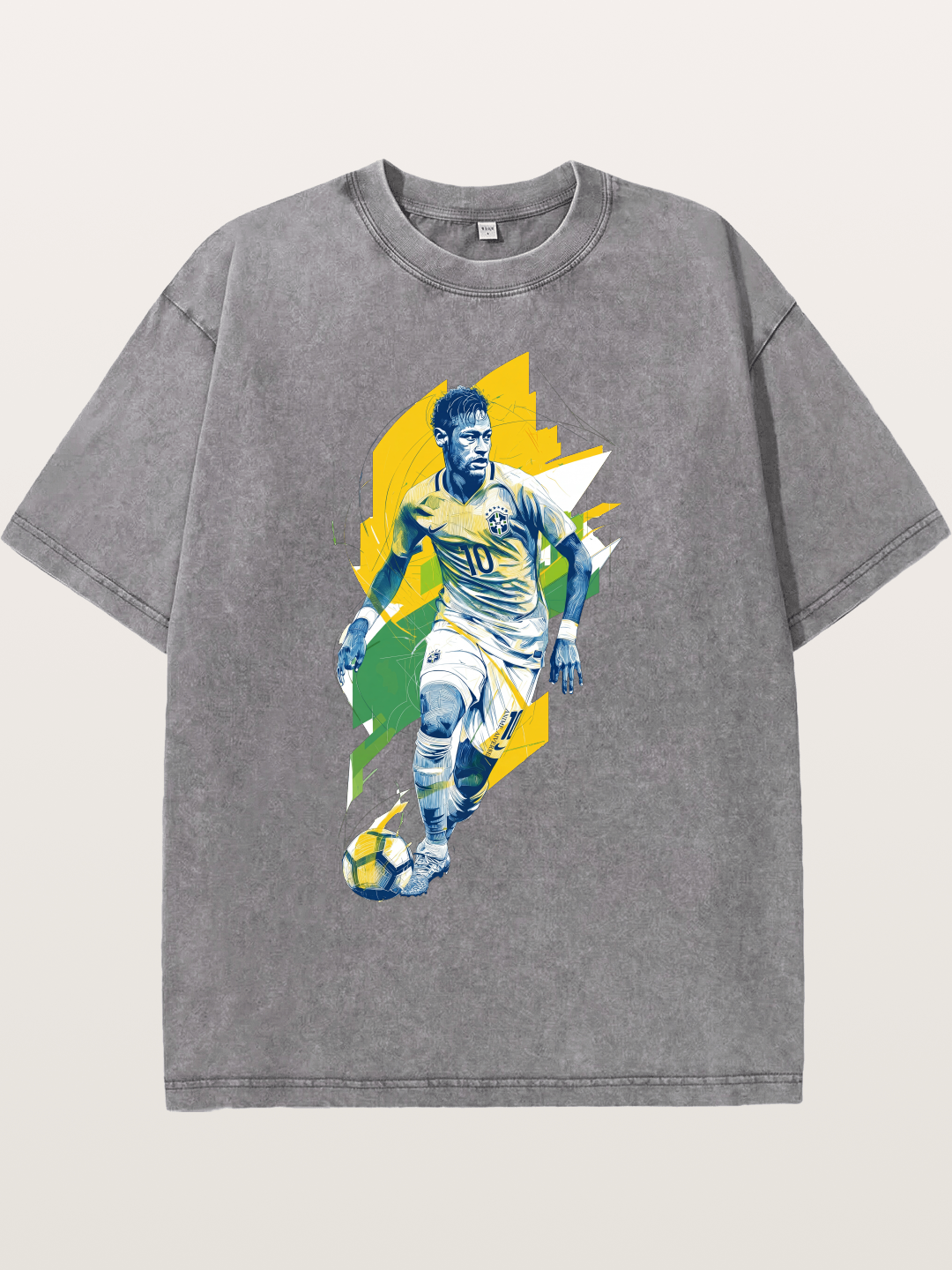 Neymar Brazil Geometric Print Washed T-shirt