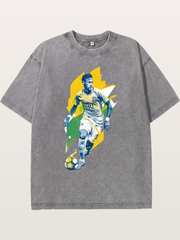 Neymar Brazil Geometric Print Washed T-shirt