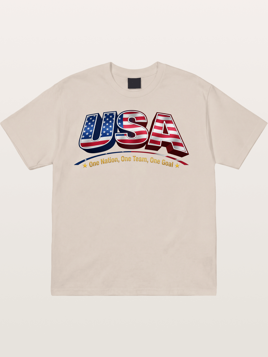USA Flag 3D Letter World Cup Cotton T-shirt